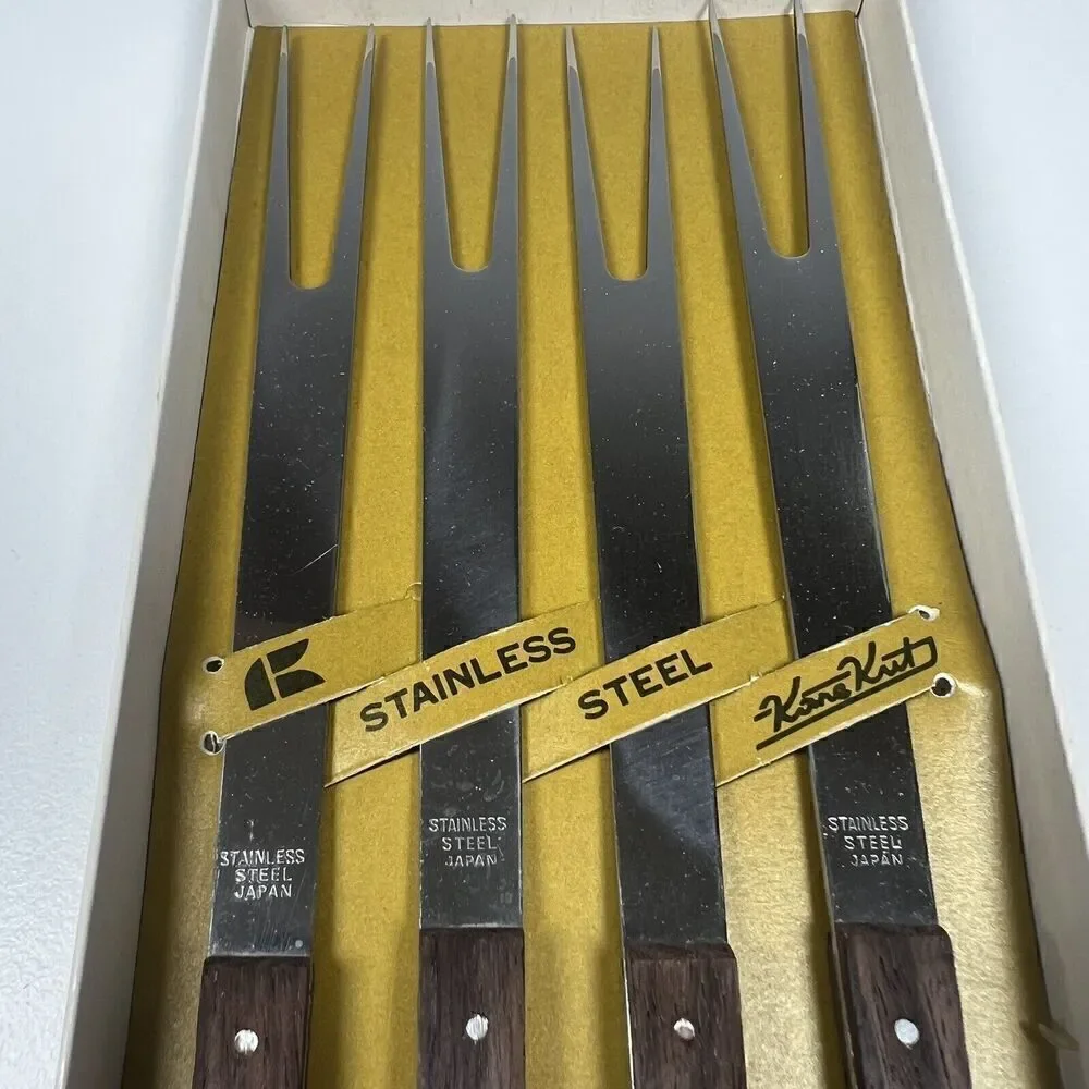 Fondue Forks Stainless Rosewood Kane Kutlery Color Dot No. 329 Japan Vintage